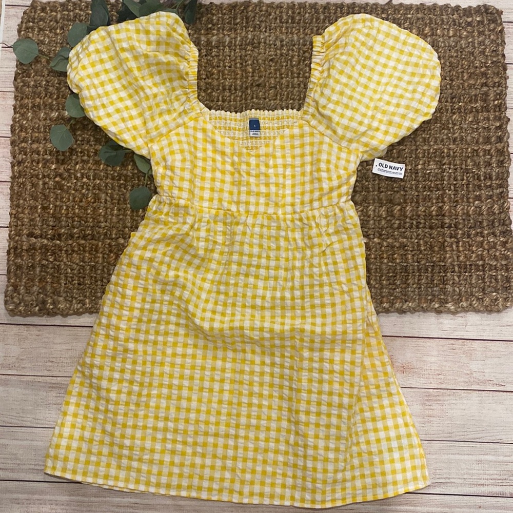 NWT Old Navy Yellow Checkered Summer Dress Size S